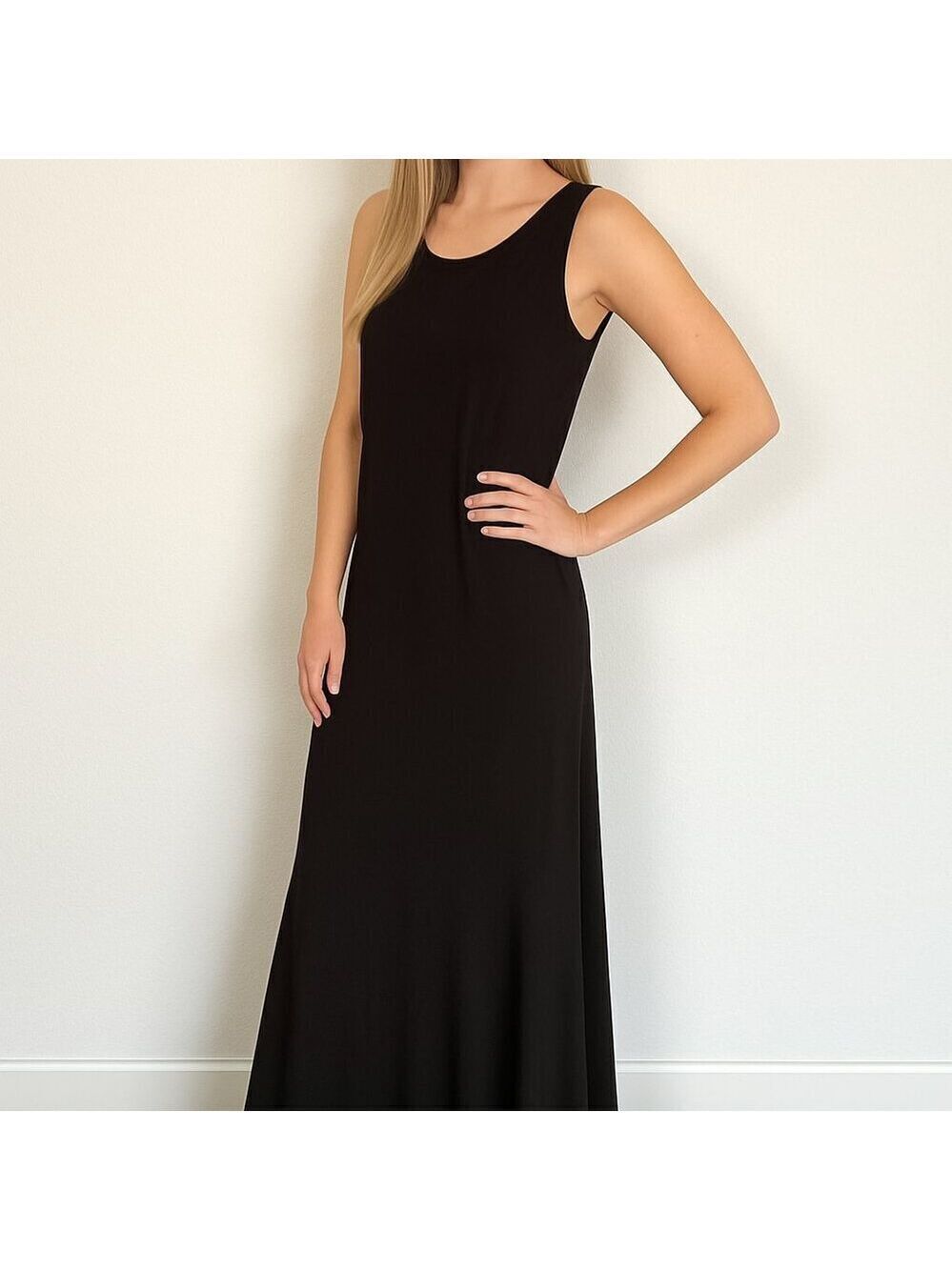 Attitudes by Renée Black Maxi Dress Sleeveless Flare Hem